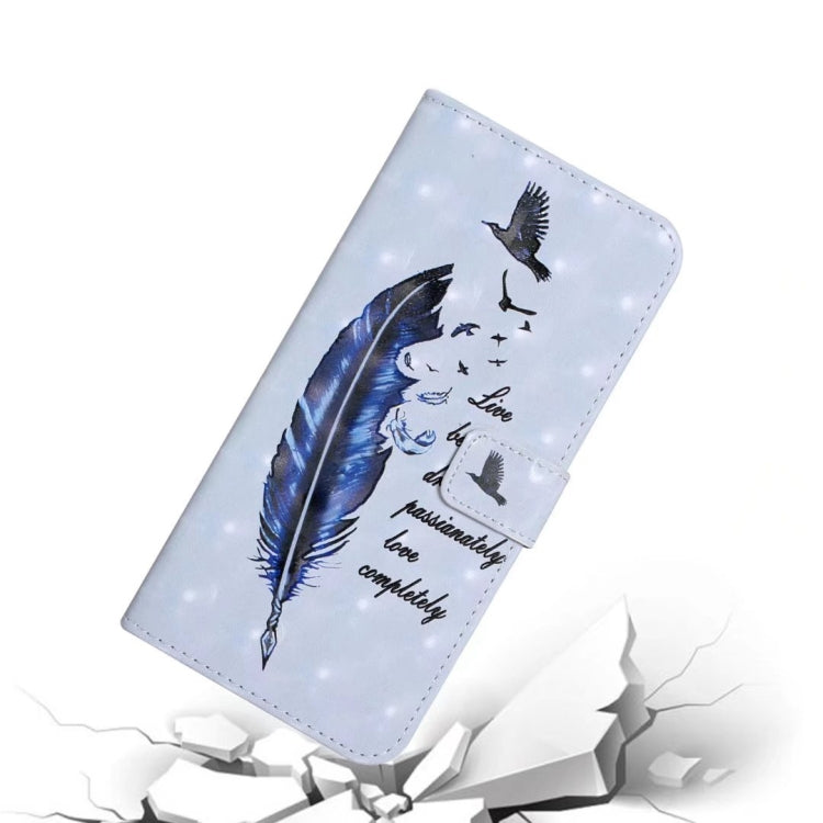 For iPhone 15 Pro Oil Embossed 3D Drawing Leather Phone Case(Blue Feather) - HoMEdemic™ 