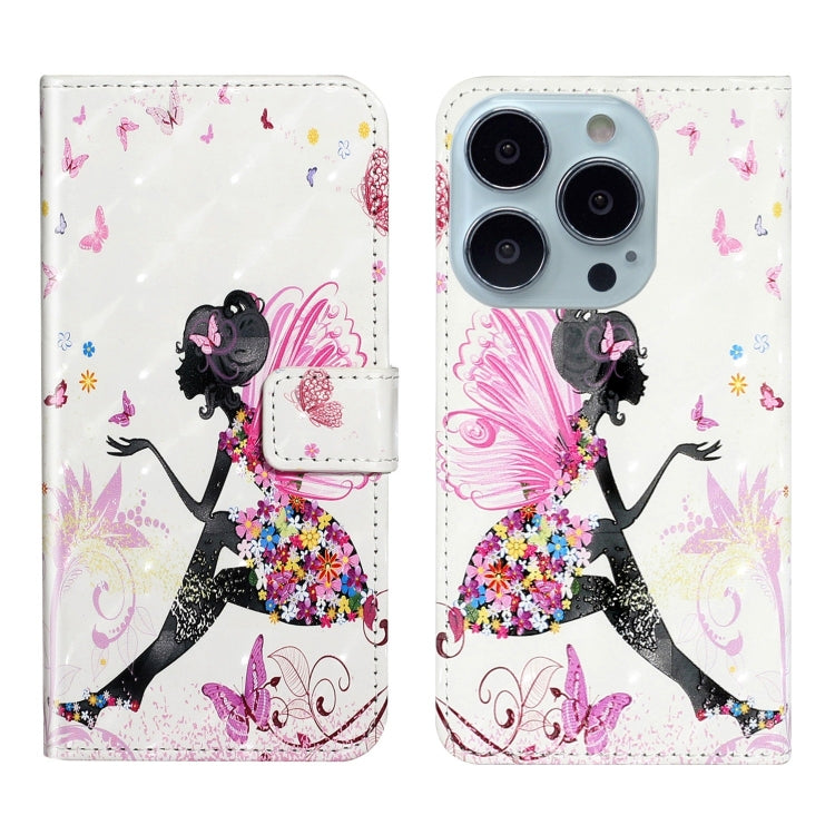 For iPhone 15 Pro Oil Embossed 3D Drawing Leather Phone Case(Flower Fairy) - HoMEdemic™ 