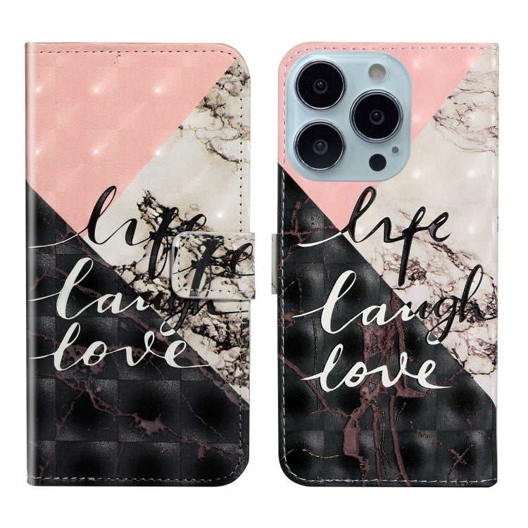 For iPhone 15 Pro Oil Embossed 3D Drawing Leather Phone Case(Stitching Marble) - HoMEdemic™ 