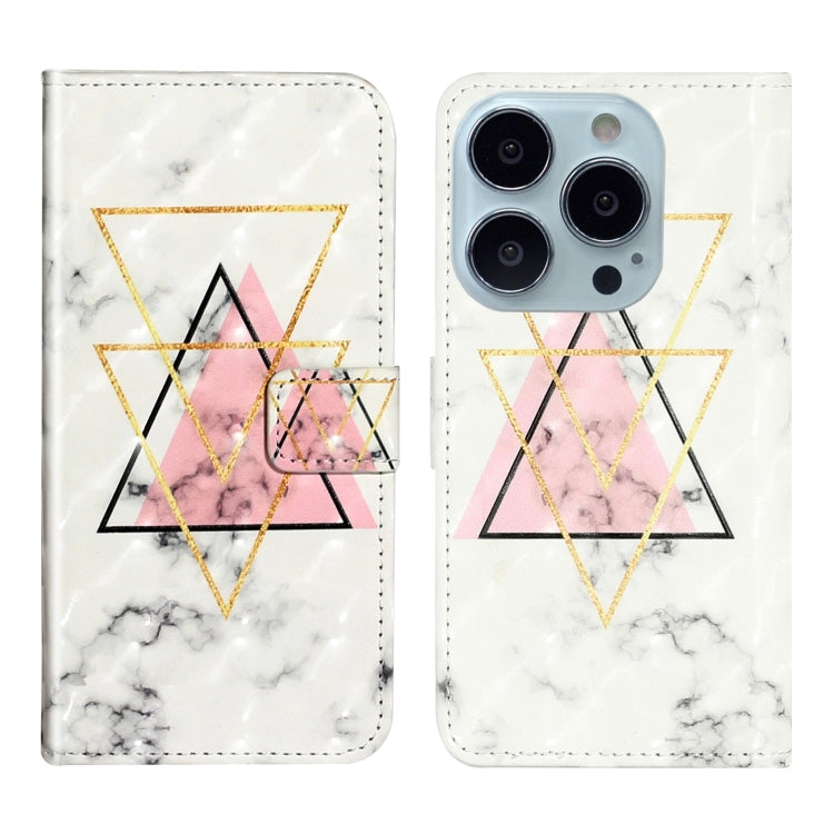 For iPhone 15 Pro Oil Embossed 3D Drawing Leather Phone Case(Triangular Marble) - HoMEdemic™ 