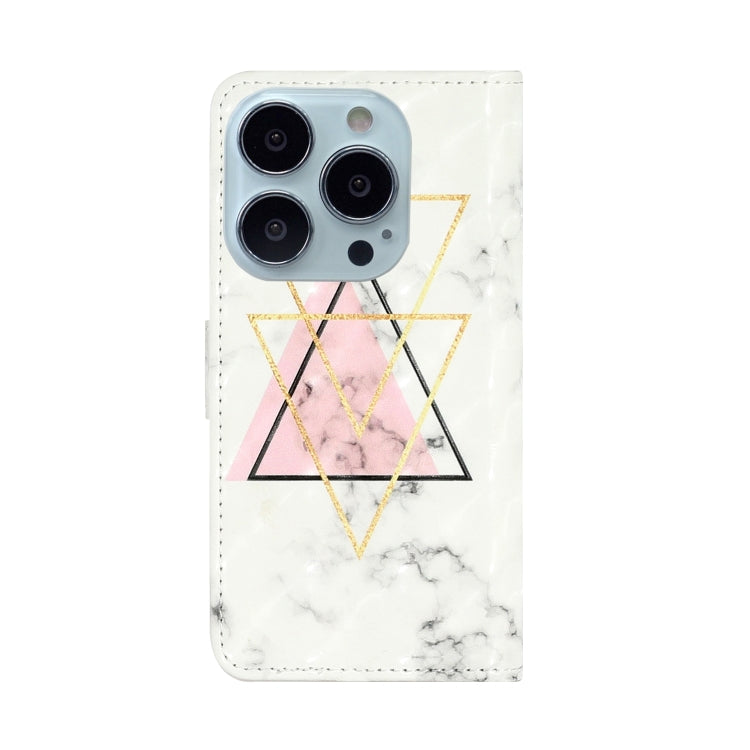For iPhone 15 Pro Oil Embossed 3D Drawing Leather Phone Case(Triangular Marble) - HoMEdemic™ 