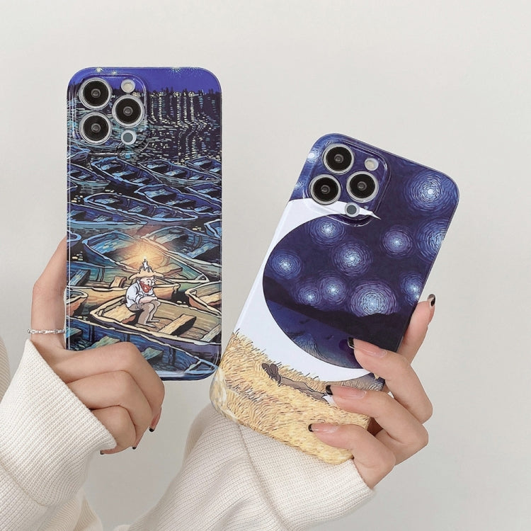 For iPhone 15 Pro Oil Painting Pattern Glossy PC Phone Case(Field) - HoMEdemic™ 