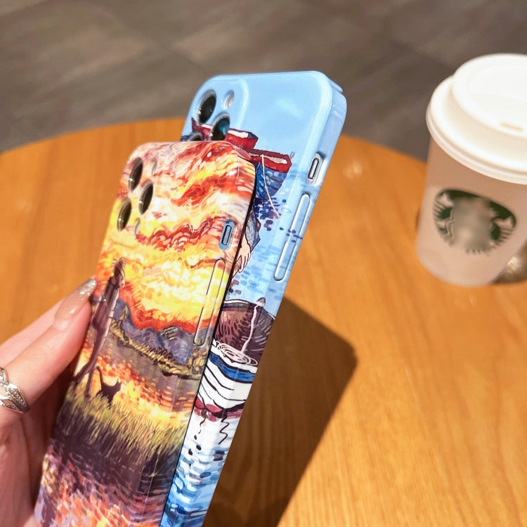 For iPhone 15 Pro Oil Painting Pattern Glossy PC Phone Case(Horse Riding) - HoMEdemic™ 