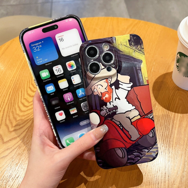 For iPhone 15 Pro Oil Painting Pattern Glossy PC Phone Case(Horse Riding) - HoMEdemic™ 