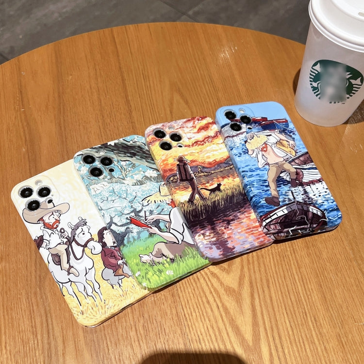 For iPhone 15 Pro Oil Painting Pattern Glossy PC Phone Case(Horse Riding) - HoMEdemic™ 