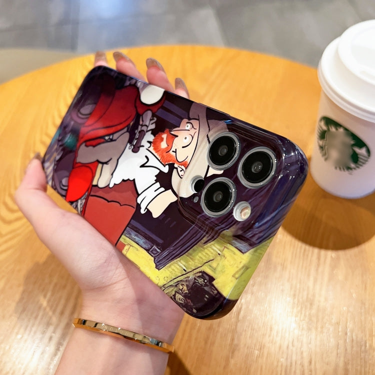 For iPhone 15 Pro Oil Painting Pattern Glossy PC Phone Case(Jump in the Boat) - HoMEdemic™ 