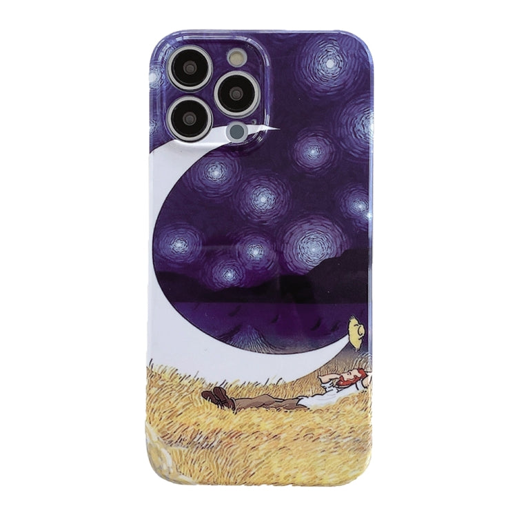 For iPhone 15 Pro Oil Painting Pattern Glossy PC Phone Case(Moon) - HoMEdemic™ 