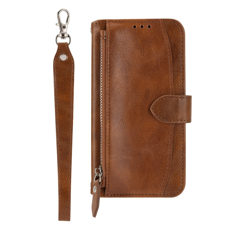 For iPhone 15 Pro Oil Skin Zipper Wallet Leather Phone Case(Brown) - HoMEdemic™ 