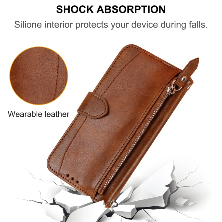 For iPhone 15 Pro Oil Skin Zipper Wallet Leather Phone Case(Brown) - HoMEdemic™ 