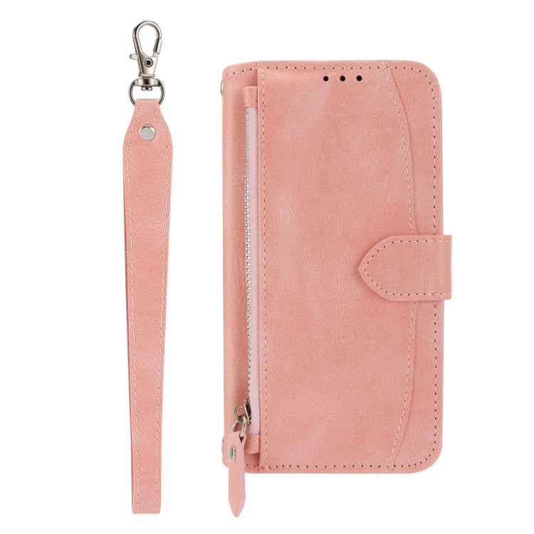 For iPhone 15 Pro Oil Skin Zipper Wallet Leather Phone Case(Pink) - HoMEdemic™ 
