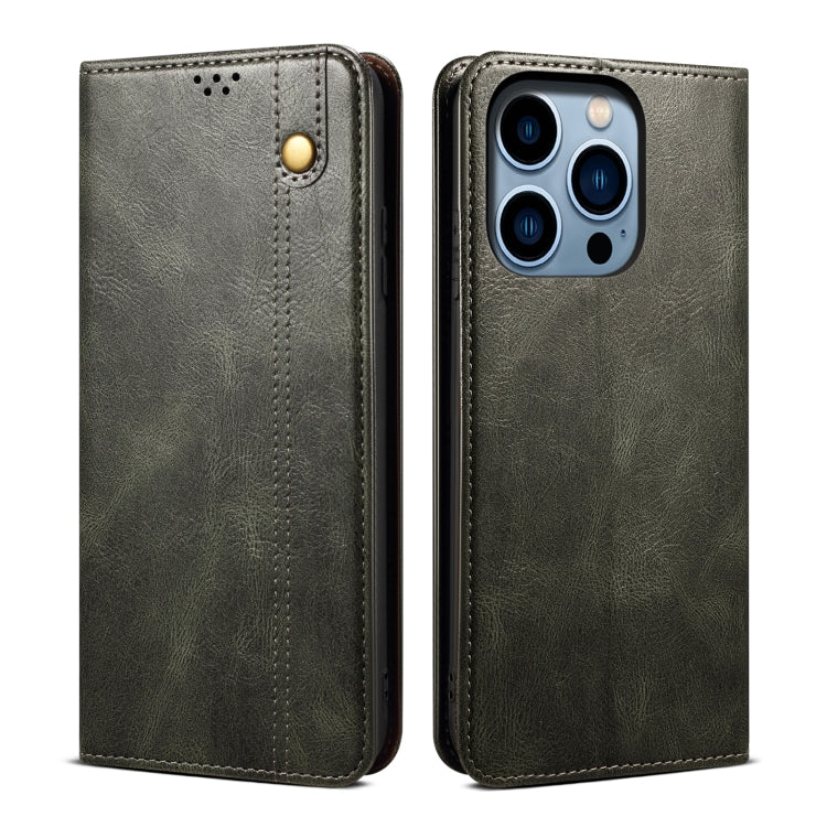 For iPhone 15 Pro Oil Wax Crazy Horse Texture Leather Phone Case(Green) - HoMEdemic™ 