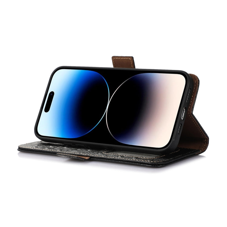 For iPhone 15 Pro Ostrich Pattern Genuine Leather RFID Phone Case(Black) - HoMEdemic™ 