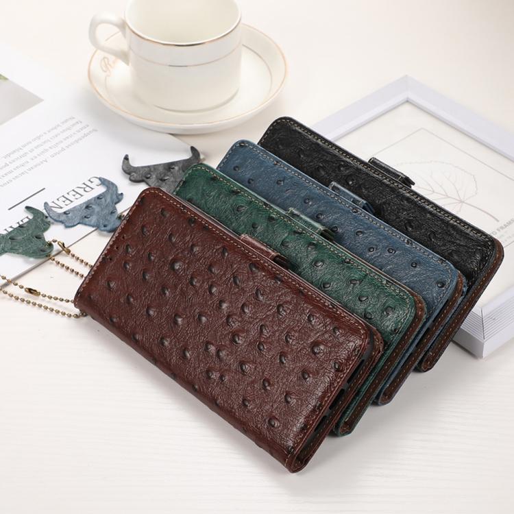 For iPhone 15 Pro Ostrich Pattern Genuine Leather RFID Phone Case(Black) - HoMEdemic™ 