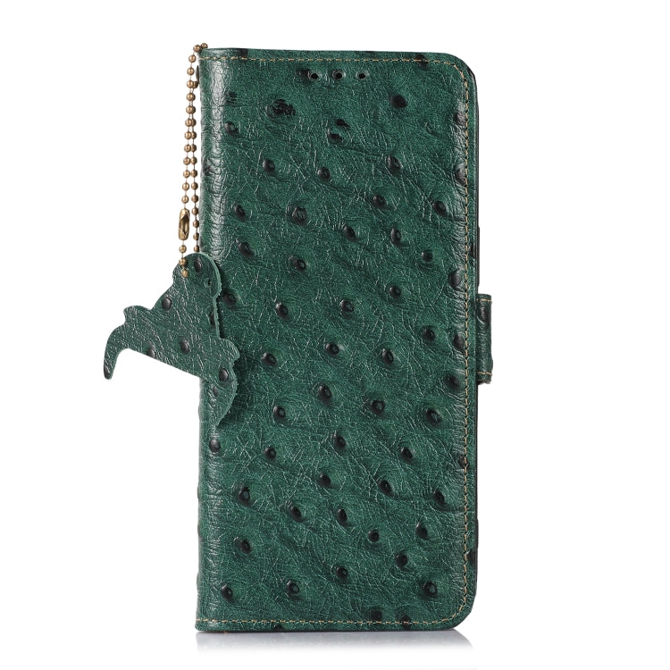 For iPhone 15 Pro Ostrich Pattern Genuine Leather RFID Phone Case(Green) - HoMEdemic™ 