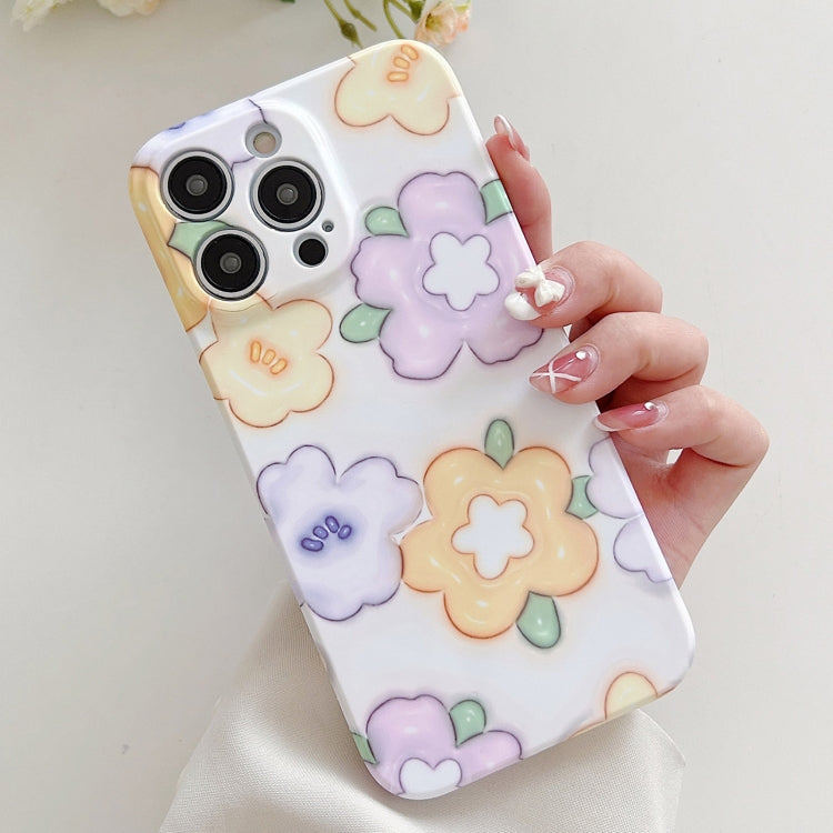 For iPhone 15 Pro PC Phone Case(Yellow Purple Flowers) - HoMEdemic™ 