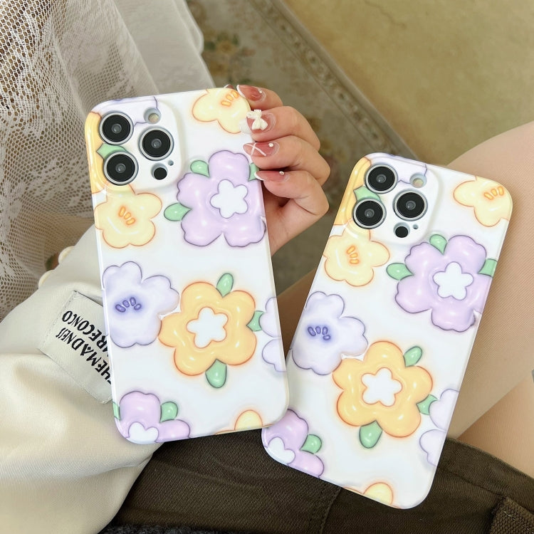 For iPhone 15 Pro PC Phone Case(Yellow Purple Flowers) - HoMEdemic™ 