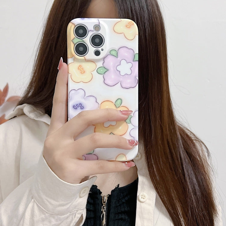 For iPhone 15 Pro PC Phone Case(Yellow Purple Flowers) - HoMEdemic™ 