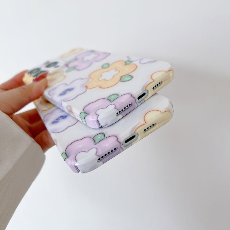 For iPhone 15 Pro PC Phone Case(Yellow Purple Flowers) - HoMEdemic™ 