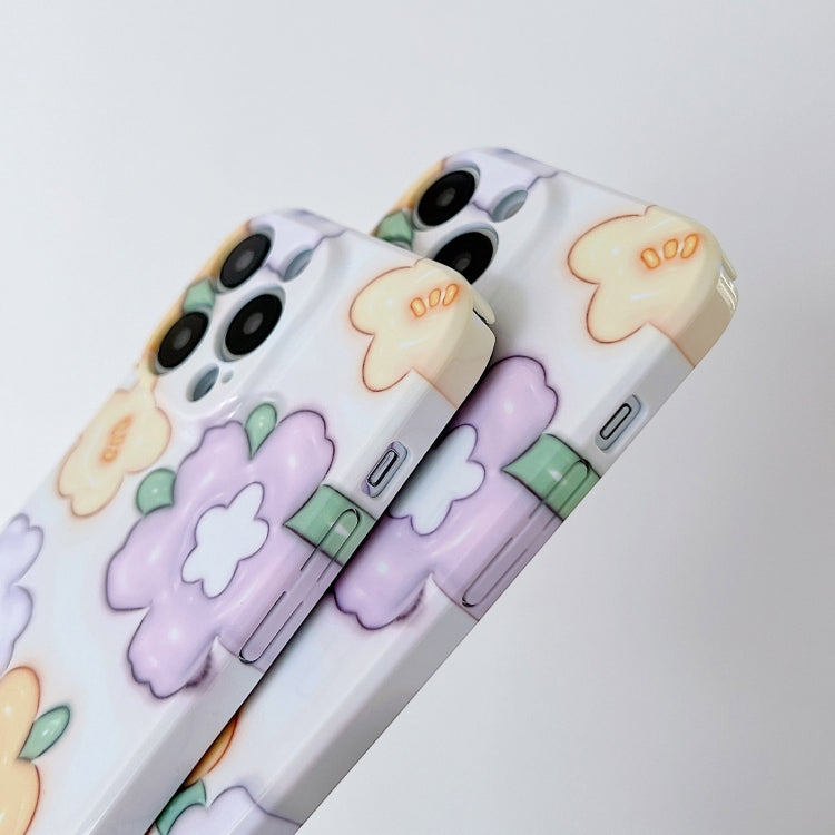 For iPhone 15 Pro PC Phone Case(Yellow Purple Flowers) - HoMEdemic™ 