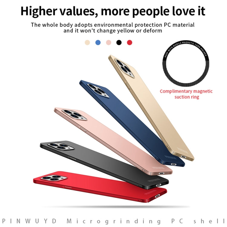 For iPhone 15 Pro PINWUYO Micro-Frosted PC Ultra-thin Hard Phone Case with Magsafe Magnetic Ring(Gold) - HoMEdemic™ 