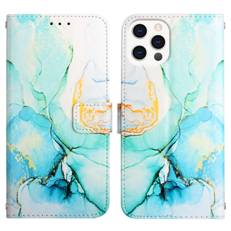 For iPhone 15 Pro PT003 Marble Pattern Flip Leather Phone Case(Green) - HoMEdemic™ 