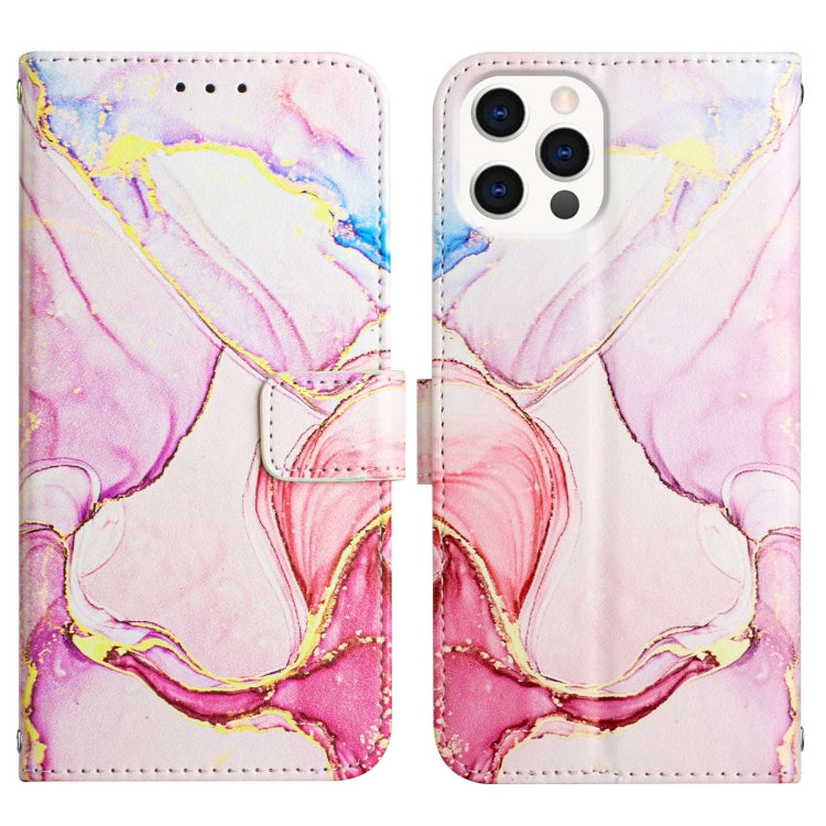 For iPhone 15 Pro PT003 Marble Pattern Flip Leather Phone Case(Rose Gold) - HoMEdemic™ 