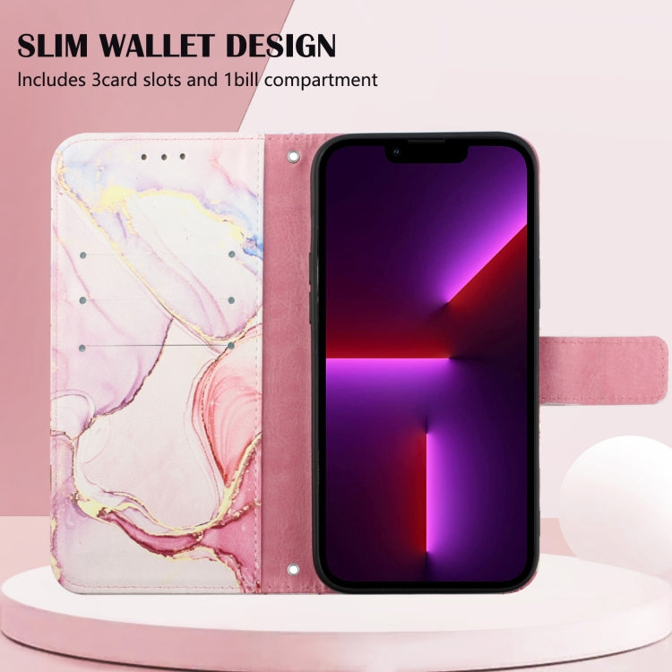For iPhone 15 Pro PT003 Marble Pattern Flip Leather Phone Case(Rose Gold) - HoMEdemic™ 