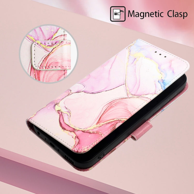 For iPhone 15 Pro PT003 Marble Pattern Flip Leather Phone Case(Rose Gold) - HoMEdemic™ 