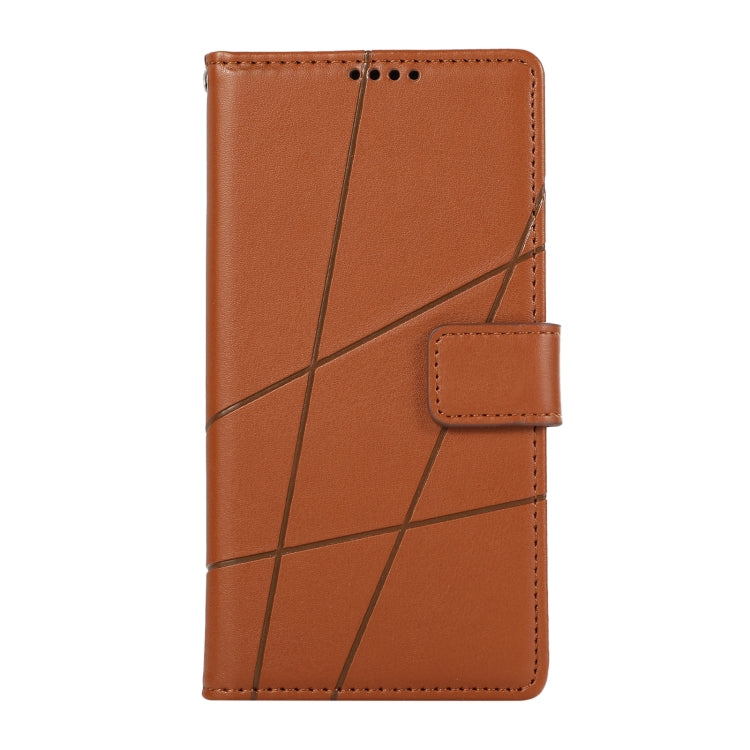 For iPhone 15 Pro PU Genuine Leather Texture Embossed Line Phone Case(Brown) - HoMEdemic™ 