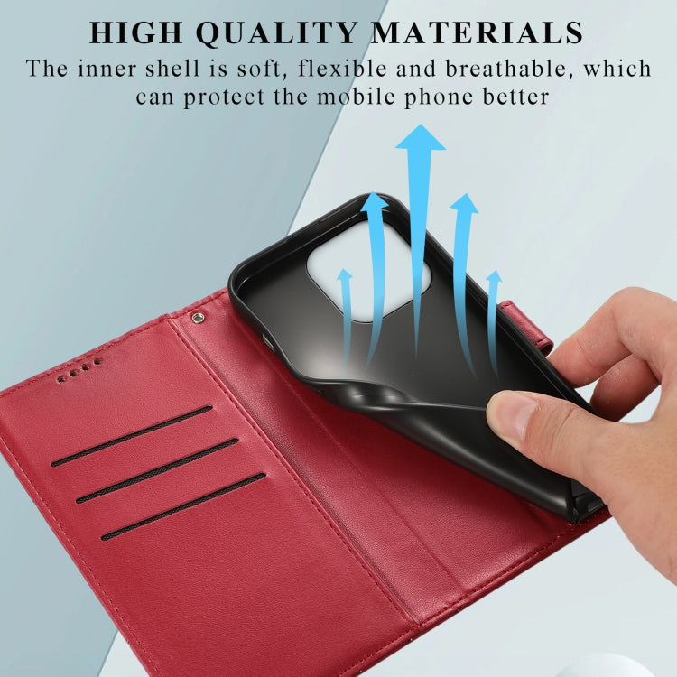 For iPhone 15 Pro PU Genuine Leather Texture Embossed Line Phone Case(Red) - HoMEdemic™ 