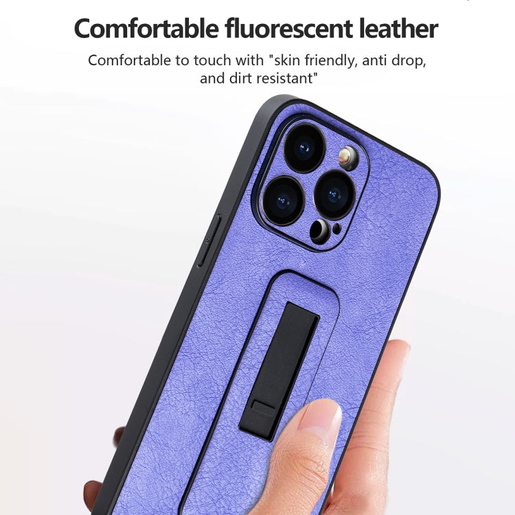 For iPhone 15 Pro PU Leather Push-pull Bracket Shockproof Phone Case(Black) - HoMEdemic™ 