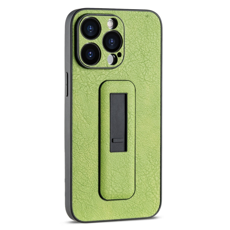 For iPhone 15 Pro PU Leather Push-pull Bracket Shockproof Phone Case(Green) - HoMEdemic™ 