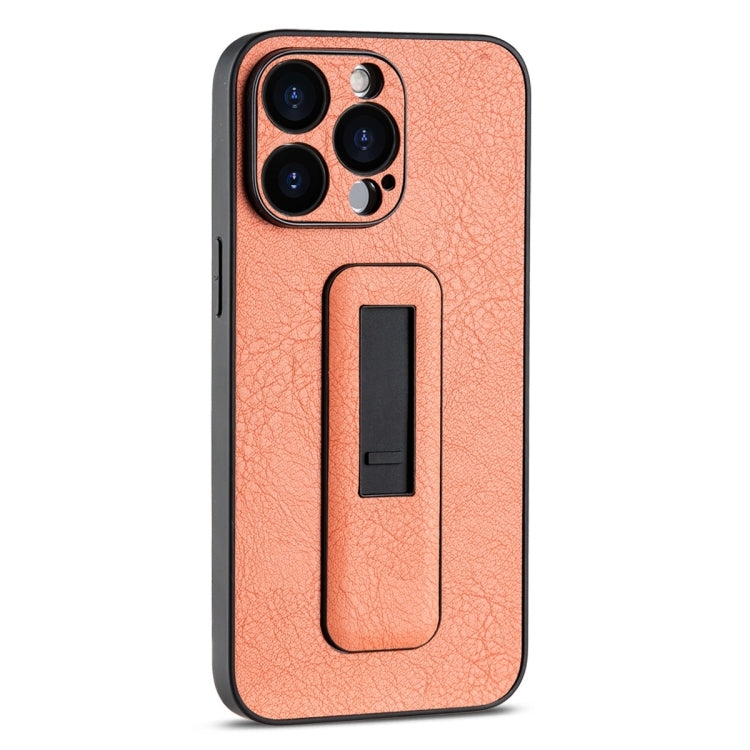 For iPhone 15 Pro PU Leather Push-pull Bracket Shockproof Phone Case(Orange) - HoMEdemic™ 