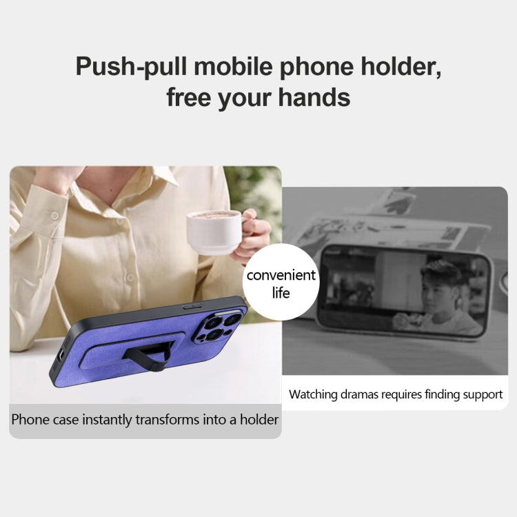 For iPhone 15 Pro PU Leather Push-pull Bracket Shockproof Phone Case(Purple) - HoMEdemic™ 