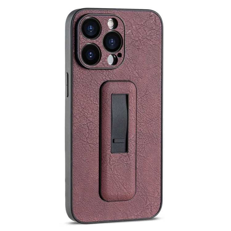 For iPhone 15 Pro PU Leather Push-pull Bracket Shockproof Phone Case(Wine Red) - HoMEdemic™ 