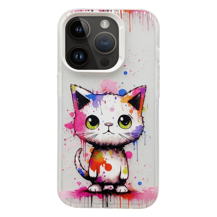 For iPhone 15 Pro Painted Color Ink Animals TPU Phone Case(Graffiti Cat) - HoMEdemic™ 