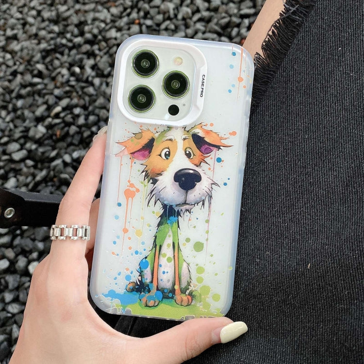 For iPhone 15 Pro Painted Color Ink Animals TPU Phone Case(Graffiti Dog) - HoMEdemic™ 
