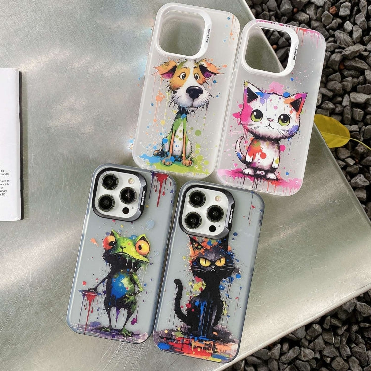 For iPhone 15 Pro Painted Color Ink Animals TPU Phone Case(Graffiti Frog) - HoMEdemic™ 