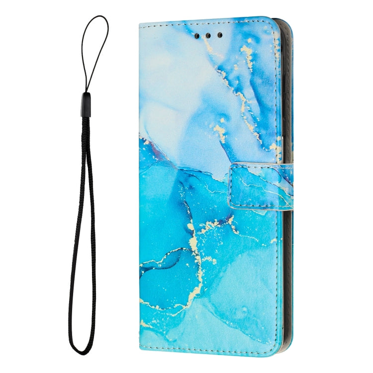 For iPhone 15 Pro Painted Marble Pattern Leather Phone Case(Blue Green) - HoMEdemic™ 