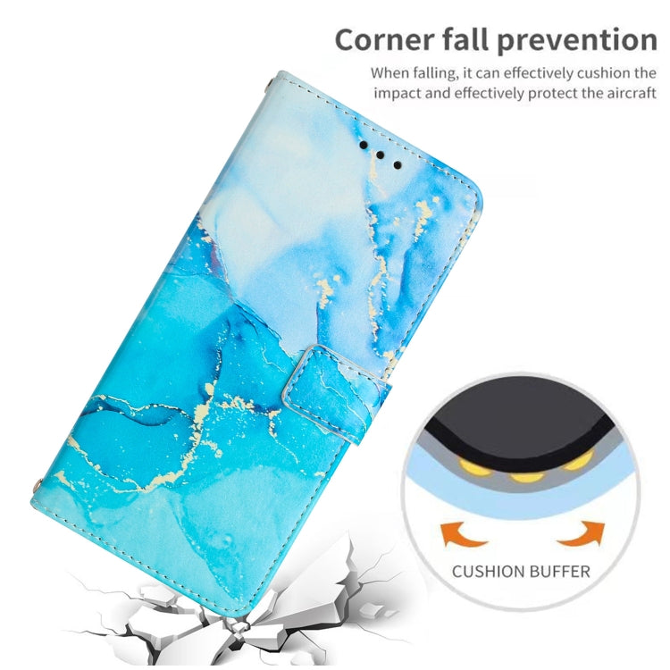 For iPhone 15 Pro Painted Marble Pattern Leather Phone Case(Blue Green) - HoMEdemic™ 