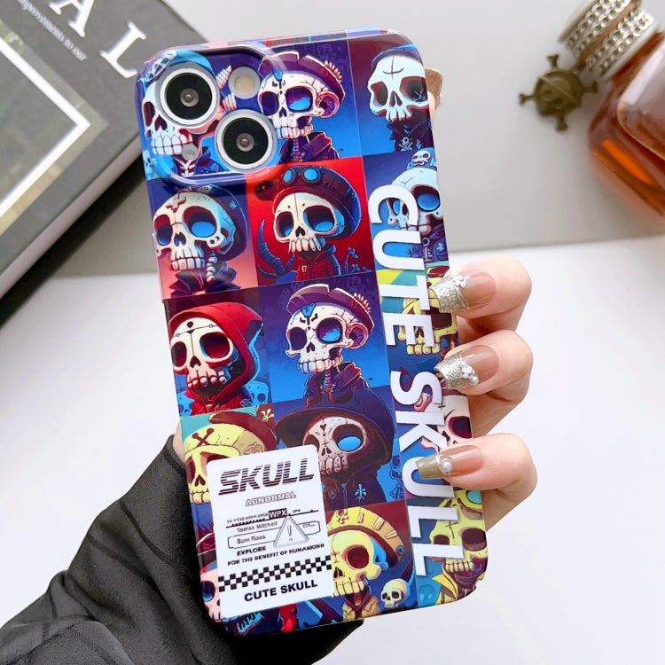 For iPhone 15 Pro Painted Pattern Precise Hole PC Phone Case(Cute Skull) - HoMEdemic™ 