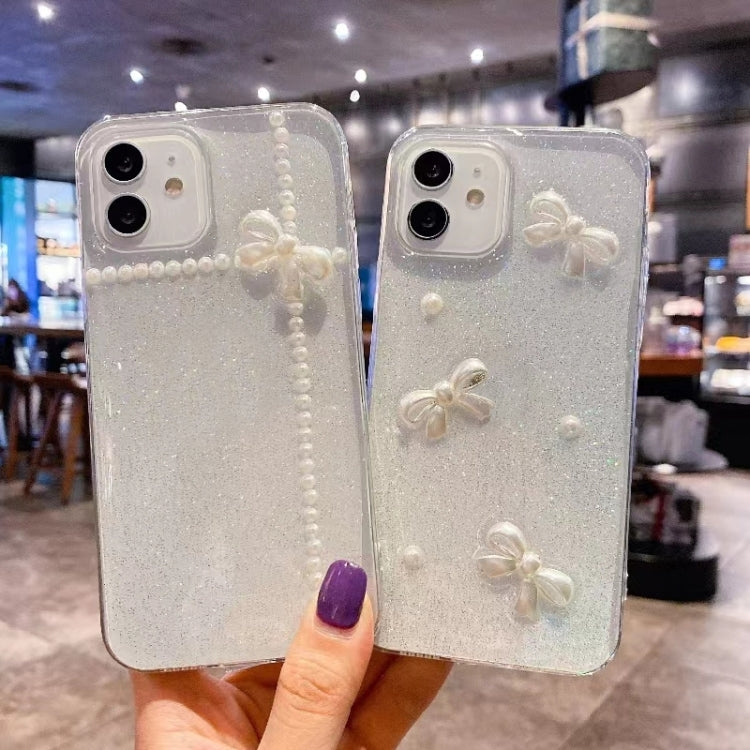 For iPhone 15 Pro Pearl Bow Glitter Epoxy TPU Phone Case(Cross Knots) - HoMEdemic™ 
