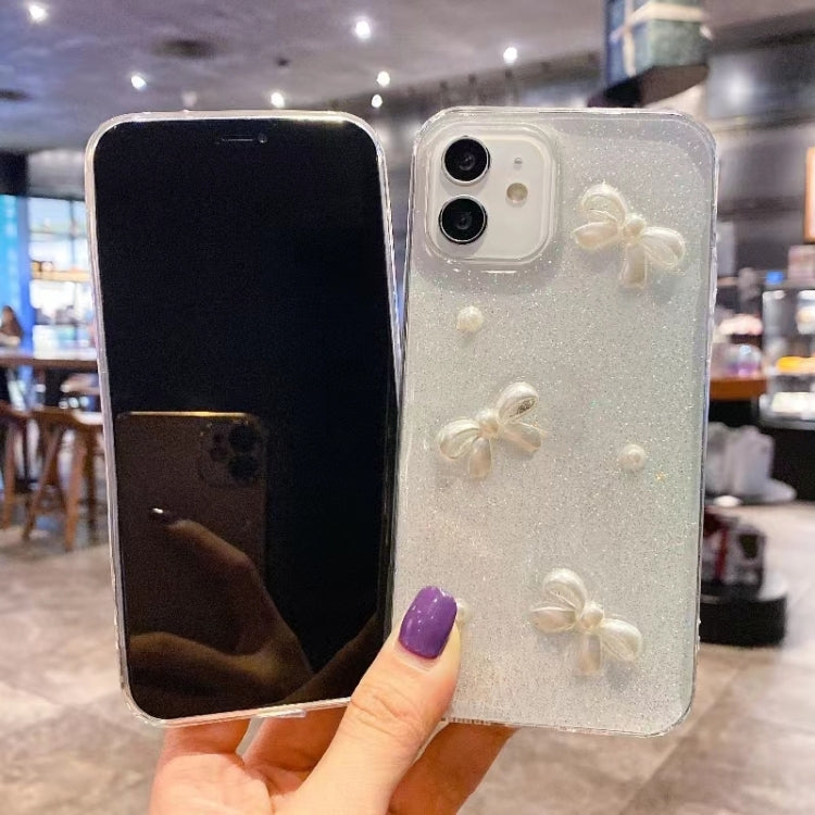 For iPhone 15 Pro Pearl Bow Glitter Epoxy TPU Phone Case(Cross Knots) - HoMEdemic™ 