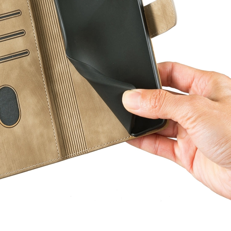 For iPhone 15 Pro Pen Heart Cat Embossed Leather Phone Case(Apricot) - HoMEdemic™ 