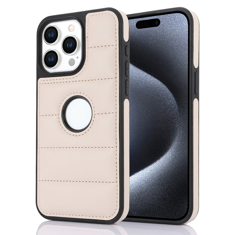 For iPhone 15 Pro Piano Key Hollow Cutout PU Phone Case(Apricot) - HoMEdemic™ 
