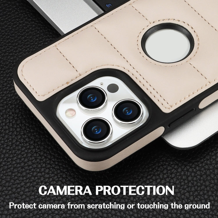 For iPhone 15 Pro Piano Key Hollow Cutout PU Phone Case(Apricot) - HoMEdemic™ 