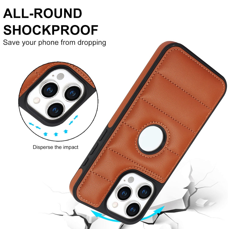 For iPhone 15 Pro Piano Key Hollow Cutout PU Phone Case(Brown) - HoMEdemic™ 