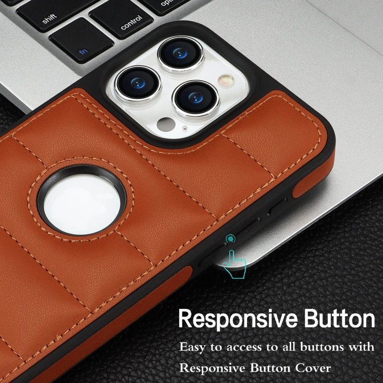 For iPhone 15 Pro Piano Key Hollow Cutout PU Phone Case(Brown) - HoMEdemic™ 