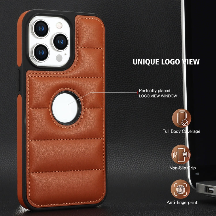 For iPhone 15 Pro Piano Key Hollow Cutout PU Phone Case(Brown) - HoMEdemic™ 