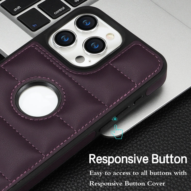 For iPhone 15 Pro Piano Key Hollow Cutout PU Phone Case(Dark Purple) - HoMEdemic™ 